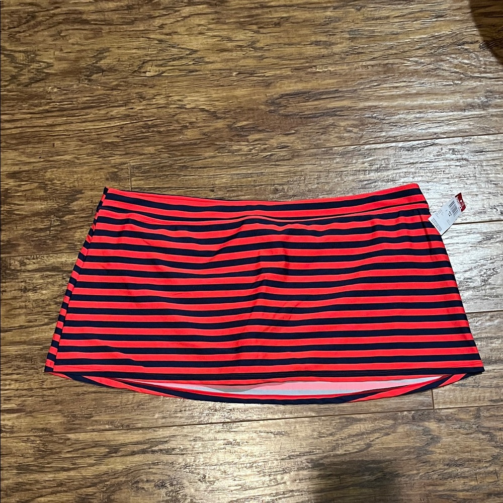 New! Striped Red and Navy Swim Skirt